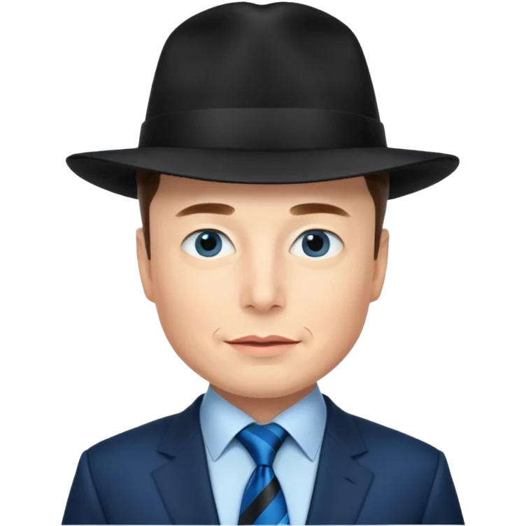 elon musk wearing Blue Neckties and black Hats emoji