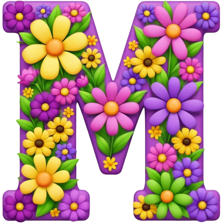 letter m made of flowers emoji