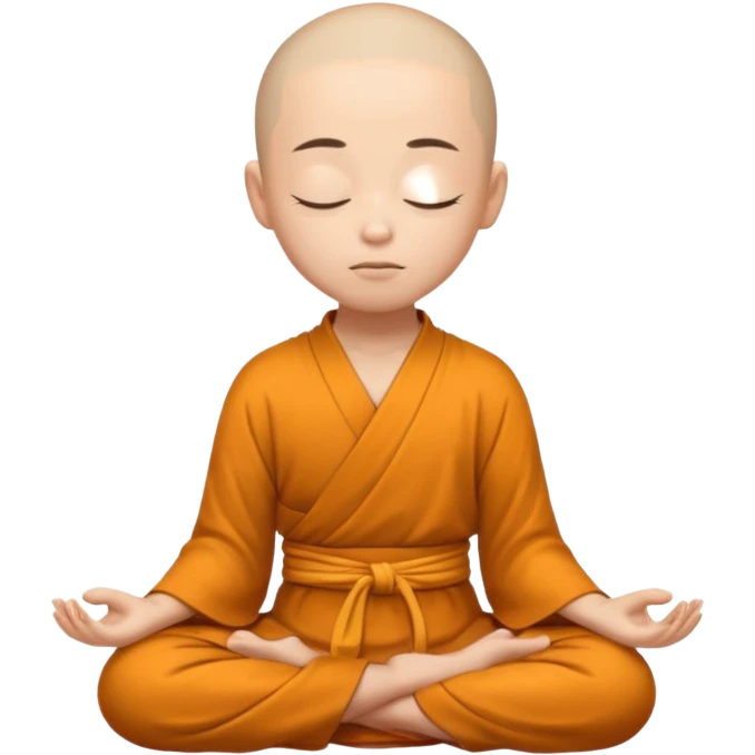 content face typing, eyes closed in a meditative, zen state, monk dress emoji