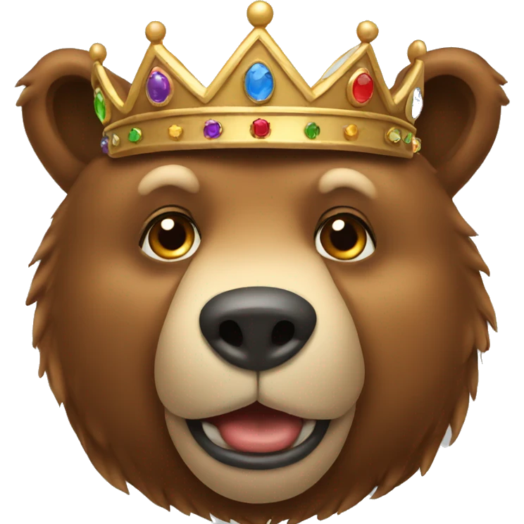 Brown bear head wearing a crown emoji