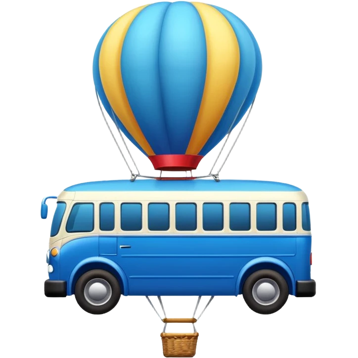 make me a high definition emoji of a Blue bus suspended by a single hot air balloon emoji