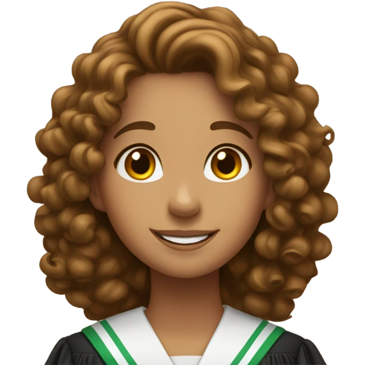 Graduation girl brown hair curly happy emoji