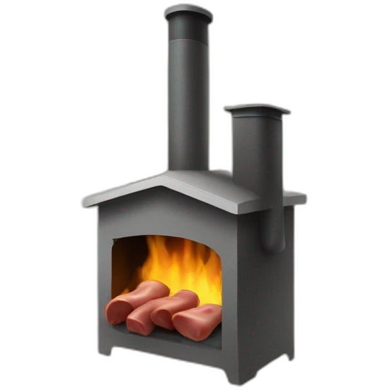 a meat smoker in the backyard billowing smoke from its chimney emoji