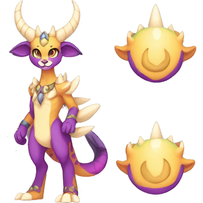 colorful anthro horned Royal vernid fursona Fakemon full body emoji