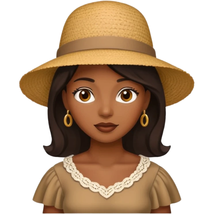 black woman with hat dress emoji