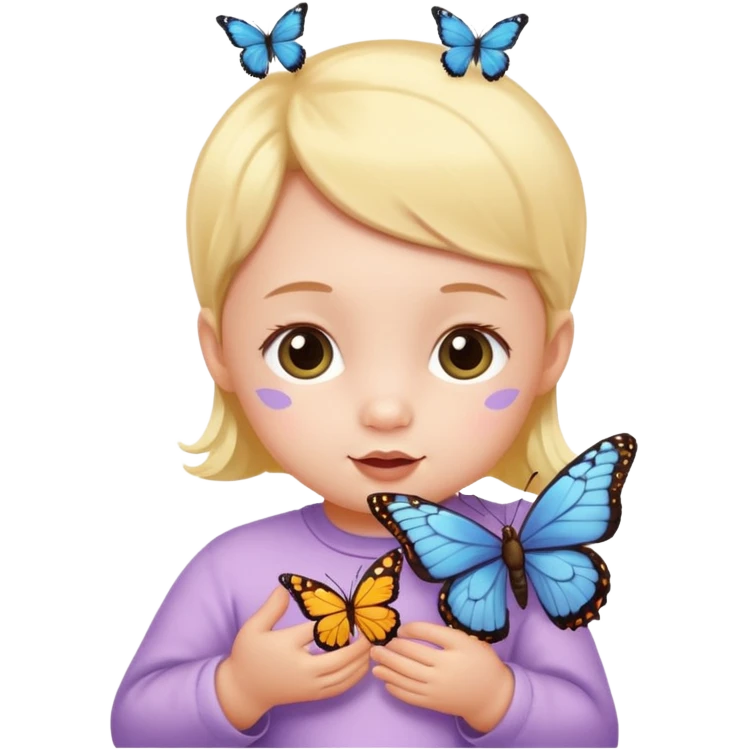 a baby with buffterfly emoji