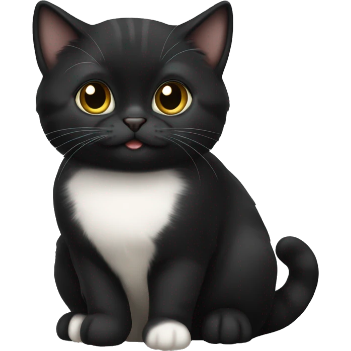 Black munchkin cat sitting emoji