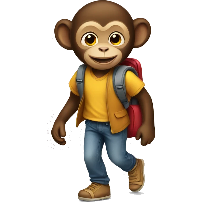 A monkey going to school emoji