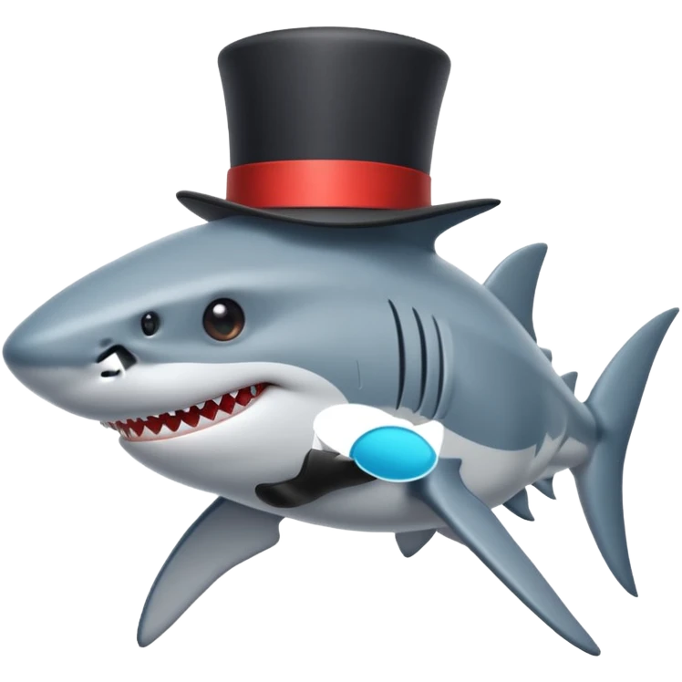 Shark with a top hat emoji