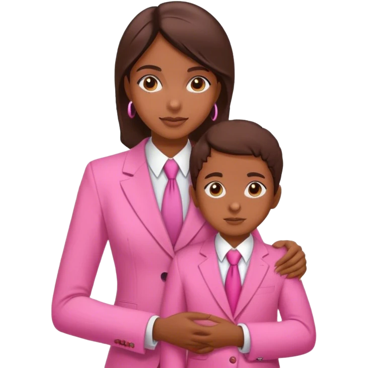 Brune girl pink suit with child emoji