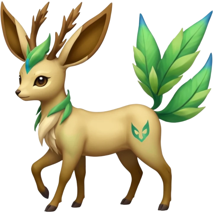 Sawsbuck-Leafeon-Helioptile-Amaura-Virizion-fusion (full body) emoji