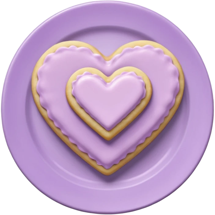 Realistic shortbread cookie in the shape of a heart with pale lilac emoji