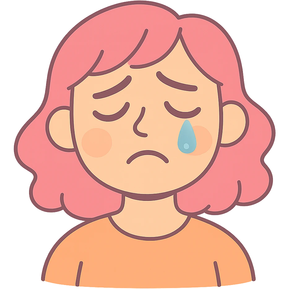 wistful crying face with gentle eyes, single tear, pastel colors emoji