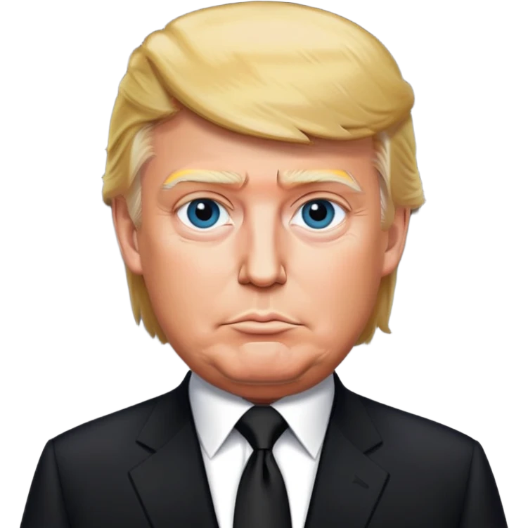 Donald Trump with black suit and tie emoji