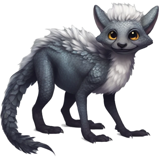  Scaly Cute Edgy Realistic Rare Fantasy Fluffy Slim Vernid-Trico-Melprin-species by LiLaiRa, by Falvie, full body emoji