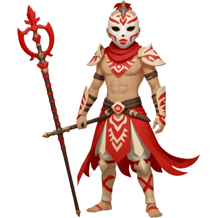 Hilichurl (from Genshin Impact) (full body) (with a white mask with red tribal markings on it)  emoji