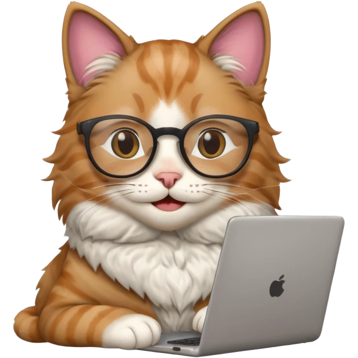 cat smiling in glasses with laptop emoji