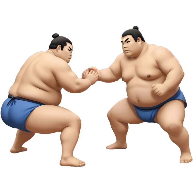 Sumo Wrestling – Cinematic Realistic Sumo Wrestling Scene, featuring a powerful sumo wrestler in traditional mawashi engaged in an intense bout on a sandy dohyo, muscles tensed and sweat glistening under dramatic arena lighting, capturing the raw energy and tradition of the sport. emoji