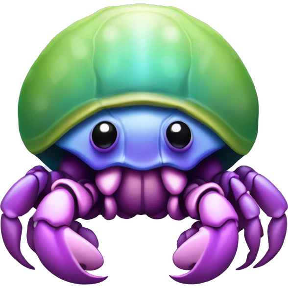 Purple pink blue green smiling hermit crab cartoon less leggu emoji