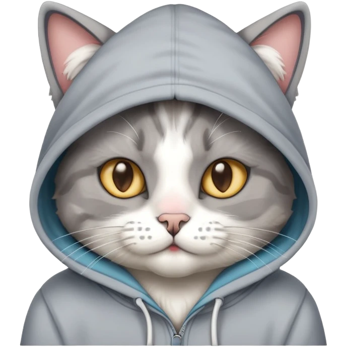 a cat wearing a hoodie with powder by its nose  emoji