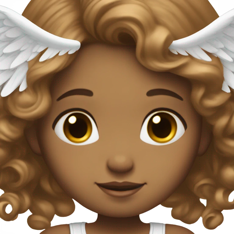 two white girl babies with brown hair wearing a halo and angel wings emoji