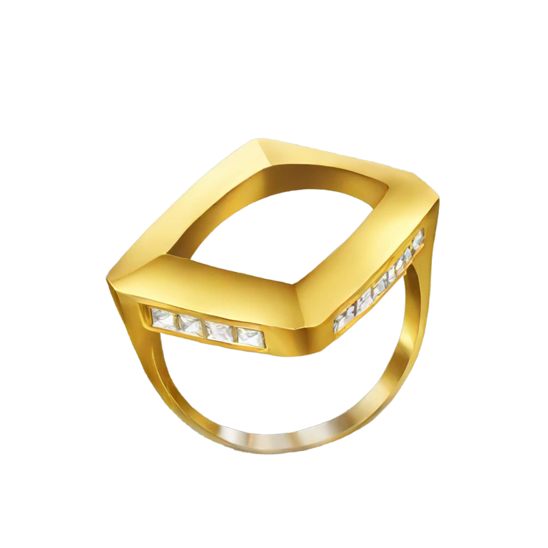 rectangle diamond gold ring  emoji