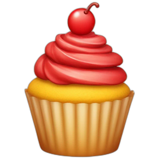 Happy red and yellow cupcake  emoji