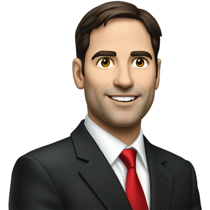photorealistic Mark Rubio in a black suit with a red tie emoji
