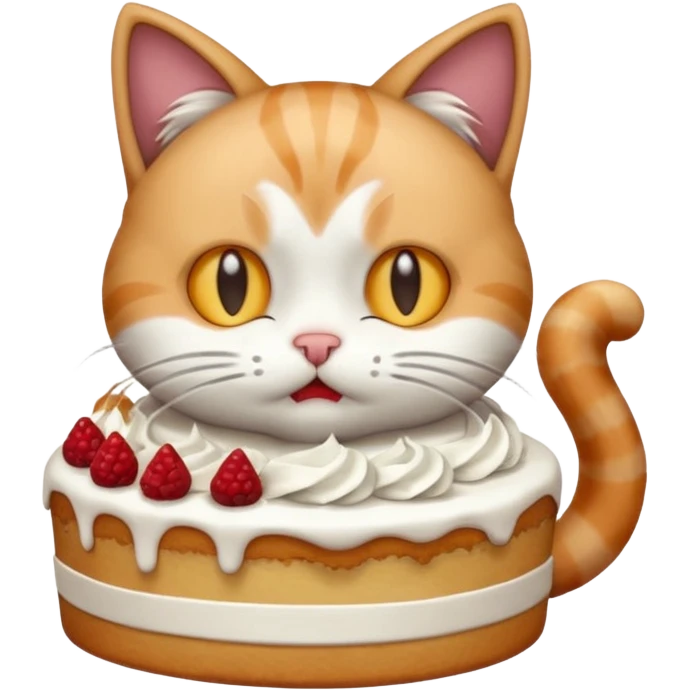 Cat vomiting because of eating cake emoji