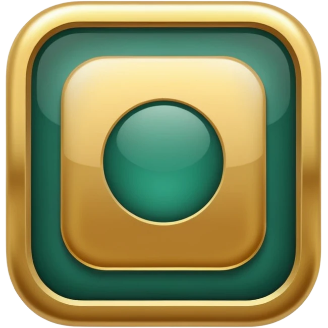 Blank dark Jade and gold style rounded square icon button emoji