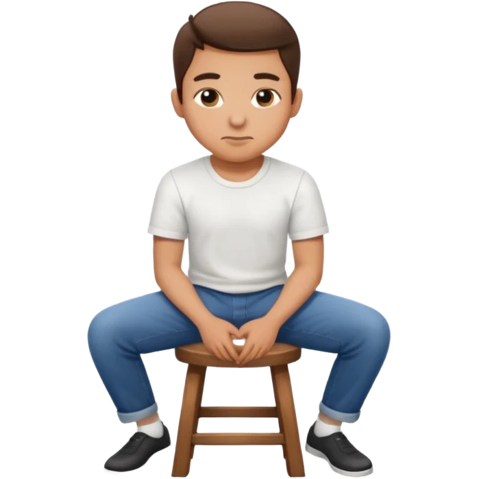 a person sitting on stool showing backward emoji