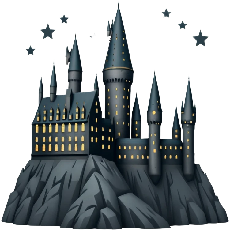 Harry Potter Hogwarts castle silhouette with stars, outlined icon emoji