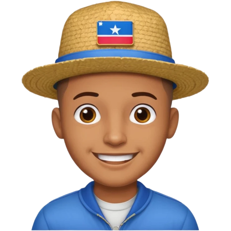 brown skin latino male with buzz cut wearing a wbc puerto rico hat emoji