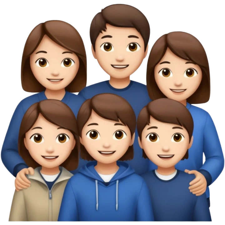 Asian friends with brown hair  emoji