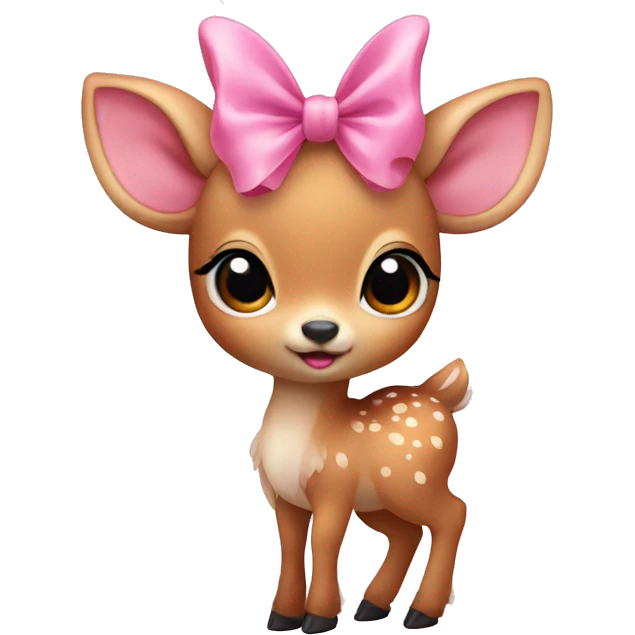 baby deer with fairy wings and a pink bow around its neck  emoji