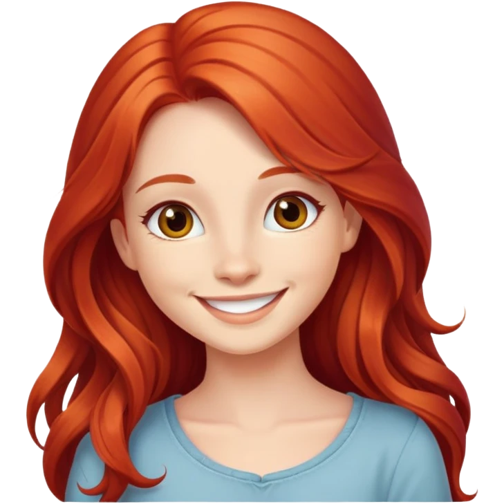 Cute girl with a long hair red smiling  emoji