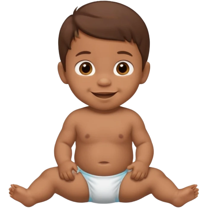 A 1 year old mexican baby boy with brown hair and in diaper emoji