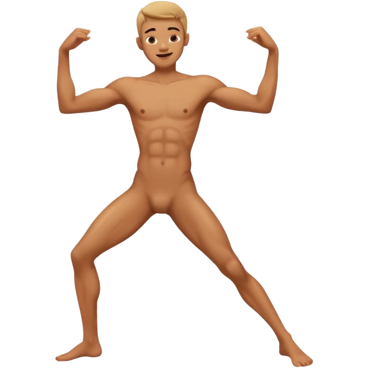 Skinny naked guy dancing happy emoji