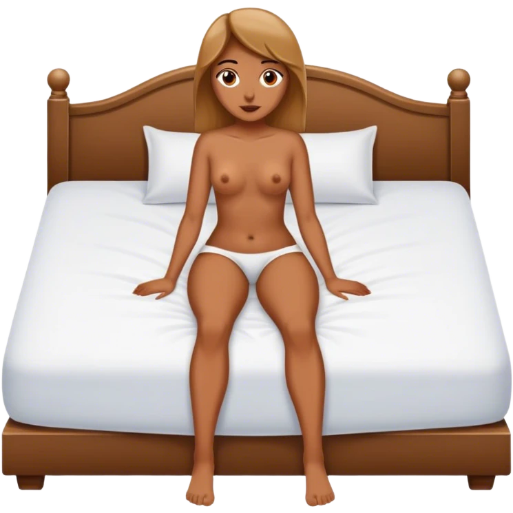 Woman on bed laying flat covered completely with only legs showing emoji