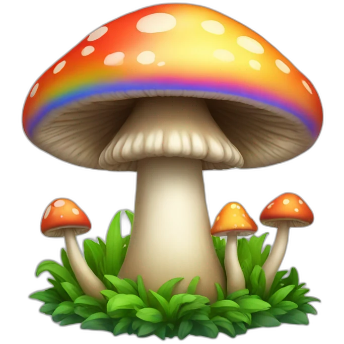 A mushroom with a rainbow had emoji