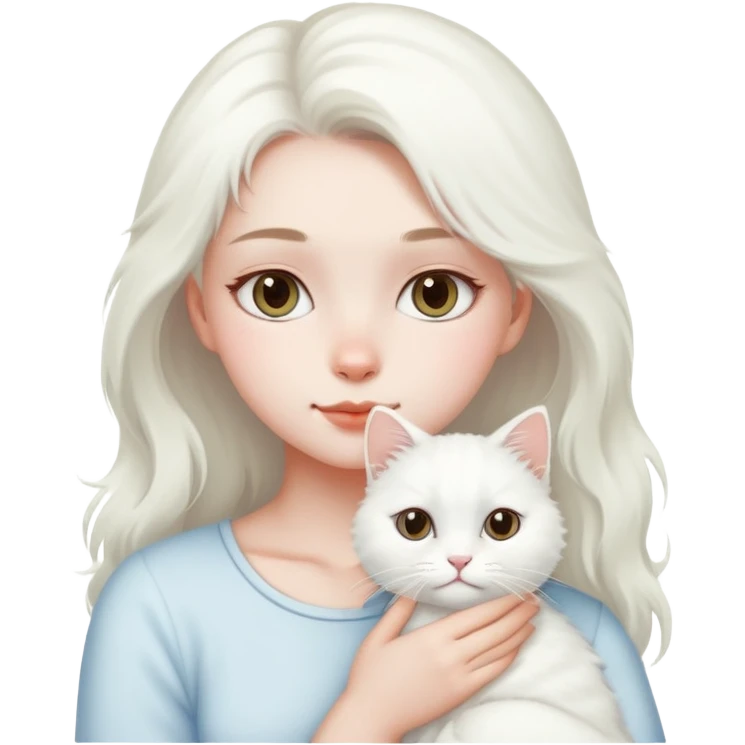 Girl with a white cat emoji