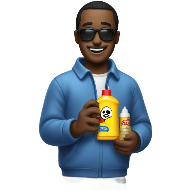 Diddy holding lubricant for a car  emoji