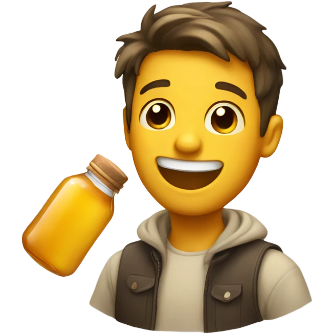 A smiling guy spitting honey emoji