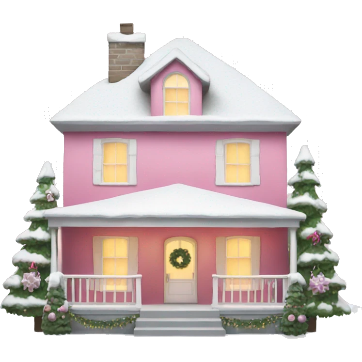 a house decorated with pink and white christmas decorations  emoji