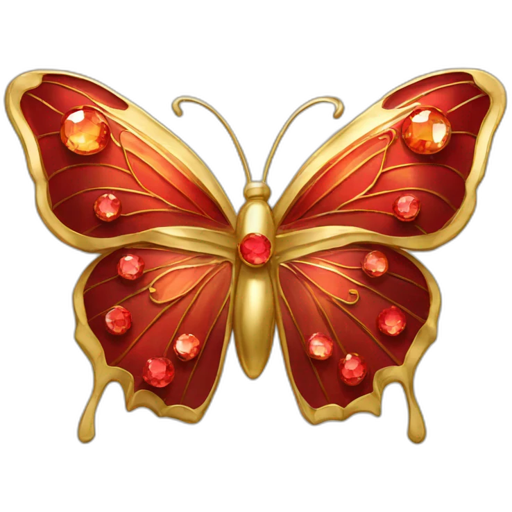 gold and red crystal butterfly jewel emoji