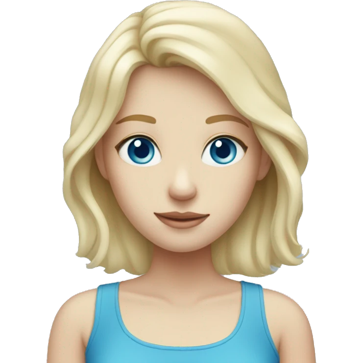 Blonde pale girl with blue eyes and ocean blue top emoji