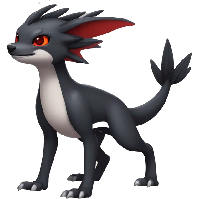 Cute cool black red nargacuga animal hybrid Fakemon full body emoji