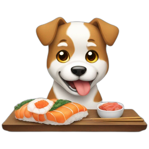 dog eats sushi emoji