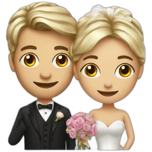 Couple wedding covered with silk emoji