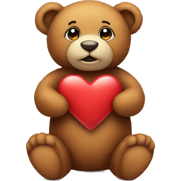 teddy holding a love heart emoji